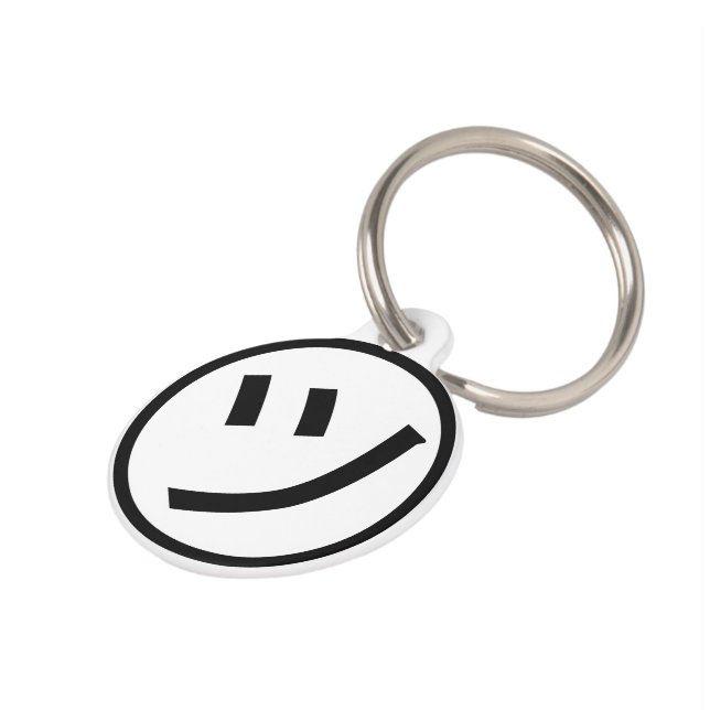 ㋡ Tsu Kana Katakana Smiling Emoji / Emoticon Pet Tag (Side)