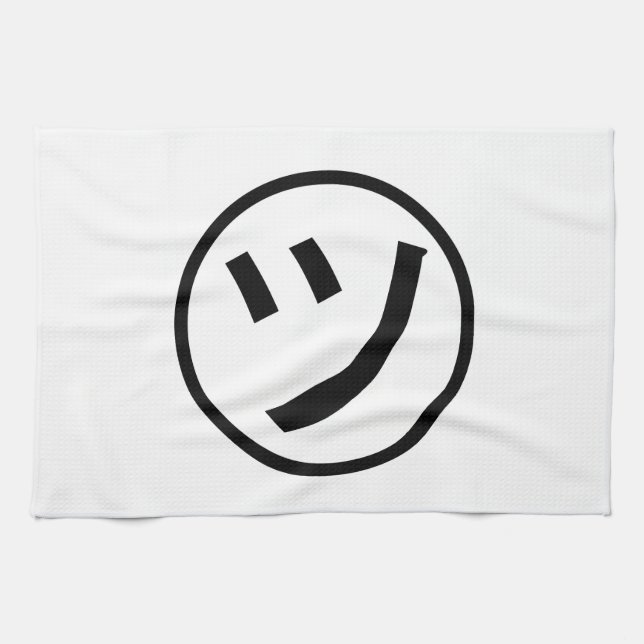 ㋡ Tsu Kana Katakana Smiling Emoji / Emoticon Tea Towel (Horizontal)