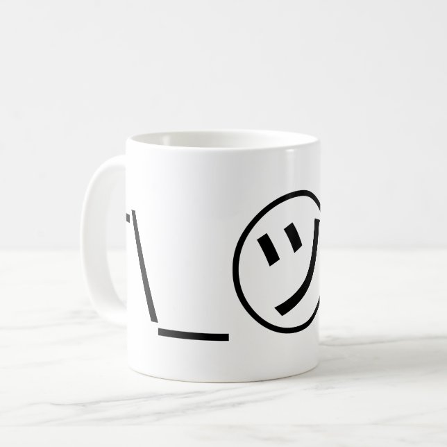 Tsu Kana Shrug Emoticon ¯\_㋡_/¯ Japanese Kaomoji Coffee Mug (Front Left)