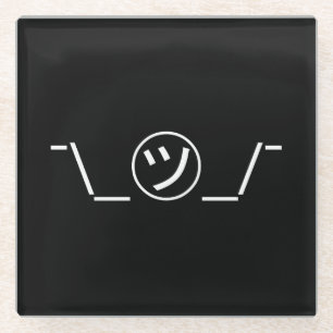 Tsu Kana Shrug Emoticon ¯\_㋡_/¯ Japanese Kaomoji Glass Coaster