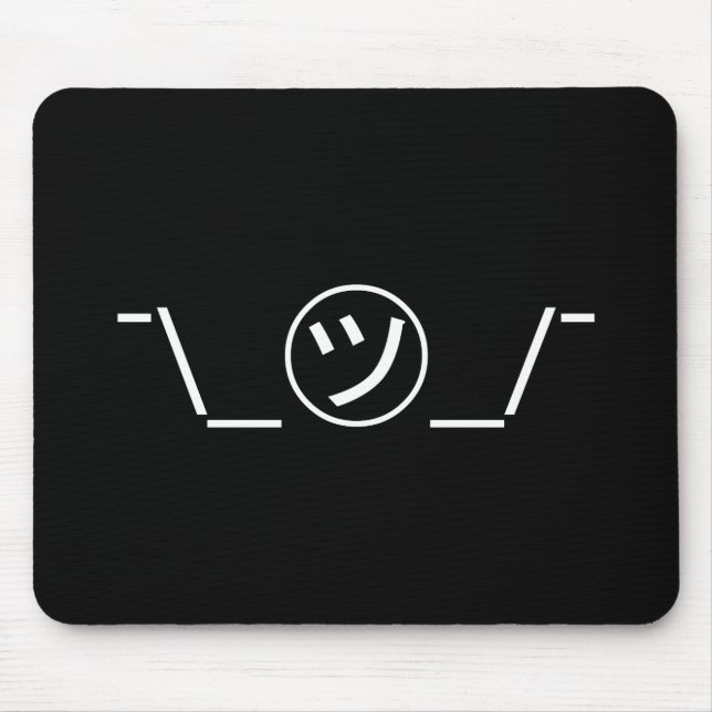 Tsu Kana Shrug Emoticon ¯\_㋡_/¯ Japanese Kaomoji Mouse Pad (Front)