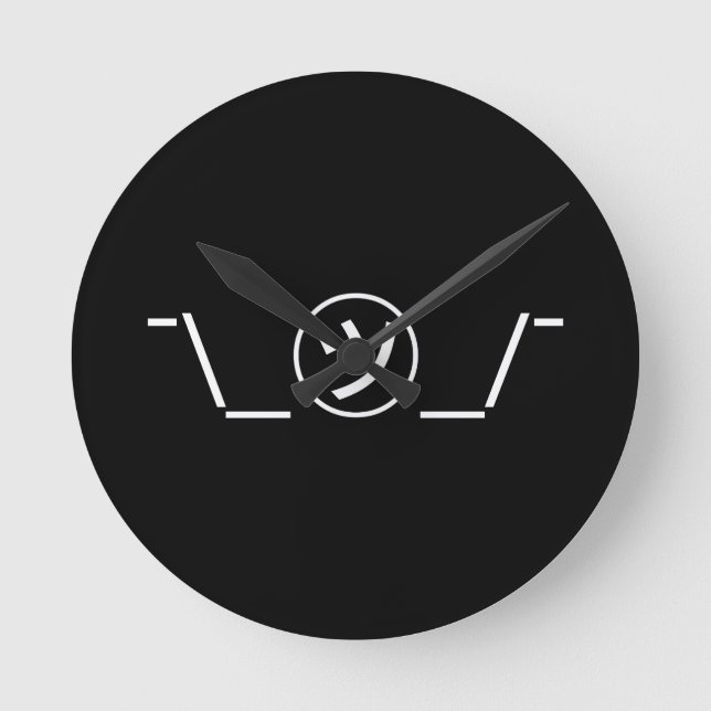 Tsu Kana Shrug Emoticon ¯\_㋡_/¯ Japanese Kaomoji Round Clock (Front)