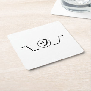 Tsu Kana Shrug Emoticon ¯\_㋡_/¯ Japanese Kaomoji Square Paper Coaster