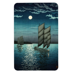 Tsuchiya Koitsu - Boats at Shinagawa, Night Magnet