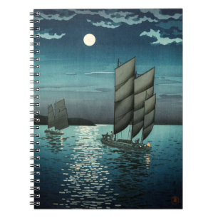 Tsuchiya Koitsu - Boats at Shinagawa, Night Notebook