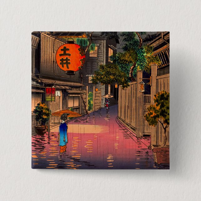 Tsuchiya Koitsu - Evening at Ushigome 15 Cm Square Badge (Front)