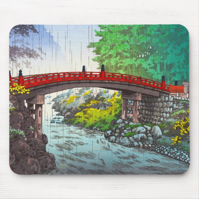 Tsuchiya Koitsu Nikko Sacred Bridge japanese scene Mouse Pad (Front)