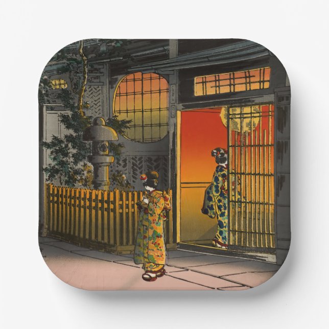 Tsuchiya Koitsu - Side Street Araki in Yotsuya Paper Plate (Front)