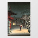 Tsuchiya Koitsu - Snow at Nezu Shrine<br><div class="desc">Snow at Nezu Shrine / Woman in Snow - Tsuchiya Koitsu,  Woodblock colour print,  1934</div>