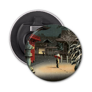 Tsuchiya Koitsu - Snow at Nezu Shrine Bottle Opener