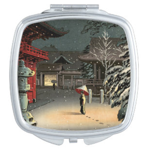 Tsuchiya Koitsu - Snow at Nezu Shrine Compact Mirror