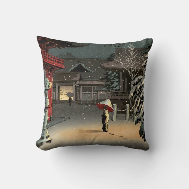 Tsuchiya Koitsu - Snow at Nezu Shrine Cushion (Front)