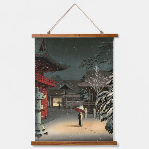 Tsuchiya Koitsu - Snow at Nezu Shrine Hanging Tapestry