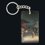 Tsuchiya Koitsu - Snow at Nezu Shrine Key Ring<br><div class="desc">Snow at Nezu Shrine / Woman in Snow - Tsuchiya Koitsu,  Woodblock colour print,  1934</div>