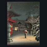 Tsuchiya Koitsu - Snow at Nezu Shrine Notebook<br><div class="desc">Snow at Nezu Shrine / Woman in Snow - Tsuchiya Koitsu,  Woodblock colour print,  1934</div>