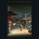 Tsuchiya Koitsu - Snow at Nezu Shrine Photo Print<br><div class="desc">Snow at Nezu Shrine / Woman in Snow - Tsuchiya Koitsu,  Woodblock colour print,  1934</div>
