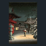 Tsuchiya Koitsu - Snow at Nezu Shrine Photo Print<br><div class="desc">Snow at Nezu Shrine / Woman in Snow - Tsuchiya Koitsu,  Woodblock colour print,  1934</div>