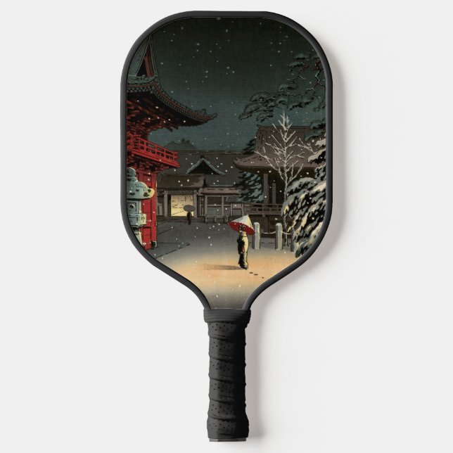 Tsuchiya Koitsu - Snow at Nezu Shrine Pickleball Paddle (Front)