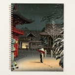 Tsuchiya Koitsu - Snow at Nezu Shrine Planner<br><div class="desc">Snow at Nezu Shrine / Woman in Snow - Tsuchiya Koitsu,  Woodblock colour print,  1934</div>