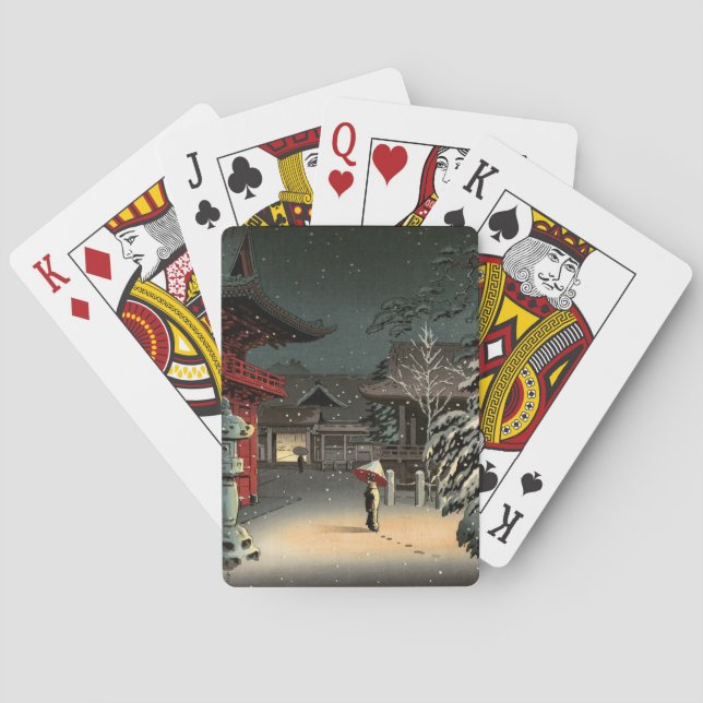 Tsuchiya Koitsu - Snow at Nezu Shrine Playing Cards (Back)