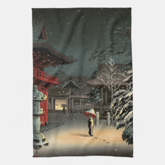 Tsuchiya Koitsu - Snow at Nezu Shrine Tea Towel