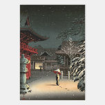 Tsuchiya Koitsu - Snow at Nezu Shrine Wrapping Paper Sheet<br><div class="desc">Snow at Nezu Shrine / Woman in Snow - Tsuchiya Koitsu,  Woodblock colour print,  1934</div>