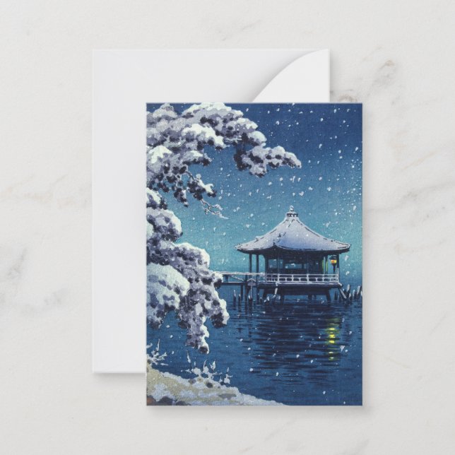 Tsuchiya Koitsu - Snow on the Ukimido at Katada Card (Front)