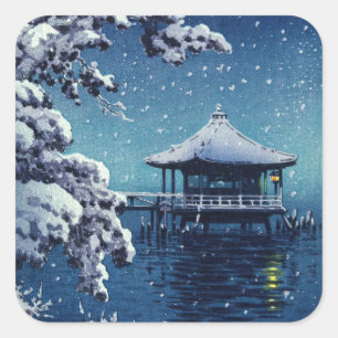 Tsuchiya Koitsu - Snow on the Ukimido at Katada Square Sticker