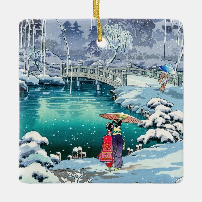 Tsuchiya Koitsu - Spring Snow at Maruyama Ceramic Ornament (Front)