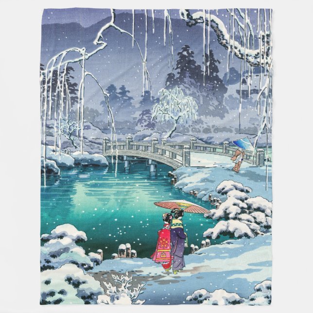 Tsuchiya Koitsu - Spring Snow at Maruyama Fleece Blanket (Front)
