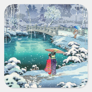 Tsuchiya Koitsu - Spring Snow at Maruyama Square Sticker