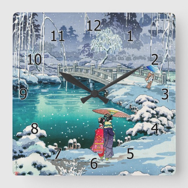Tsuchiya Koitsu - Spring Snow at Maruyama Square Wall Clock (Front)