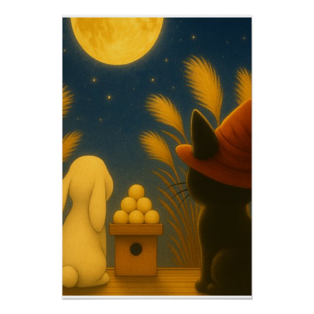 tsukimi, moon viewing, japanese autumn, mid autumn poster (Front)