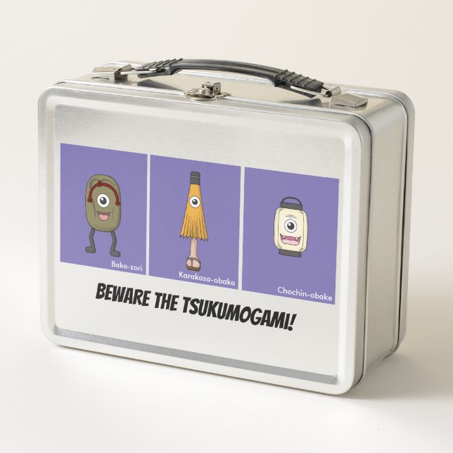 Tsukumogami Japanese Yokai Monster Trio Metal Lunch Box (Front)