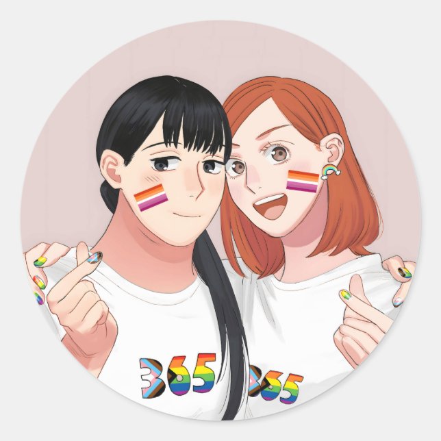 Tsukuritai Onna to Tabetai Onna | Pride Classic Round Sticker (Front)