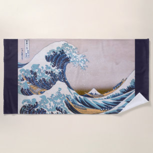 Tsunami Great Wave off Kanagawa Japan by Hokusai Beach Towel