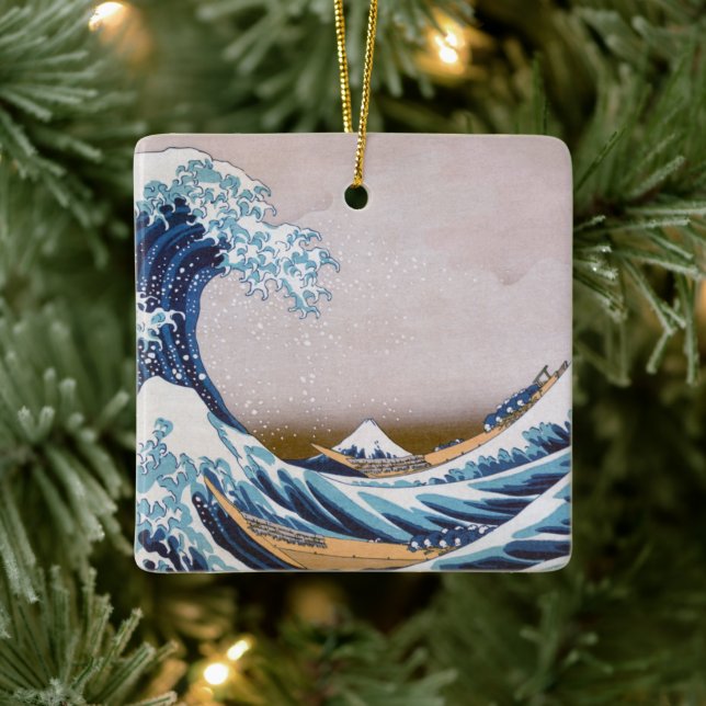 Tsunami Great Wave off Kanagawa Japan by Hokusai Ceramic Ornament (Tree)