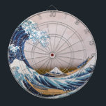 Tsunami Great Wave off Kanagawa Japan by Hokusai Dartboard<br><div class="desc">"The Great Wave off Kanagawa, " also known as "Under the Wave off Kanagawa, " is a captivating woodblock print by the renowned Japanese artist Katsushika Hokusai. Created around 1831, it's part of a series titled "Thirty-six Views of Mount Fuji." The artwork depicts a scene of immense power and contrasting...</div>