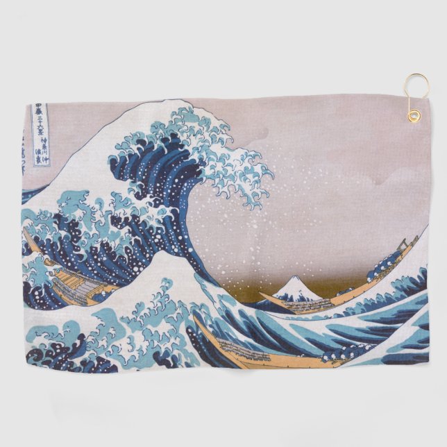 Tsunami Great Wave off Kanagawa Japan by Hokusai Golf Towel (Horizontal)