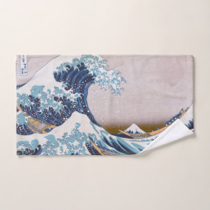 Tsunami Great Wave off Kanagawa Japan by Hokusai Hand Towel