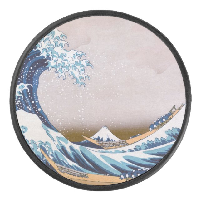 Tsunami Great Wave off Kanagawa Japan by Hokusai Hockey Puck (Front)