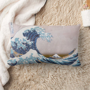 Tsunami Great Wave off Kanagawa Japan by Hokusai Lumbar Cushion