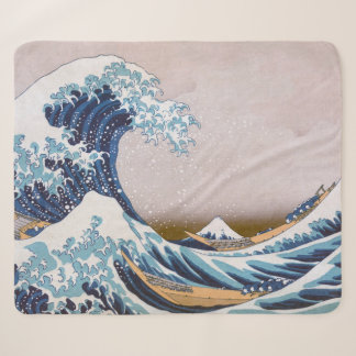 Tsunami Great Wave off Kanagawa Japan by Hokusai Sherpa Blanket