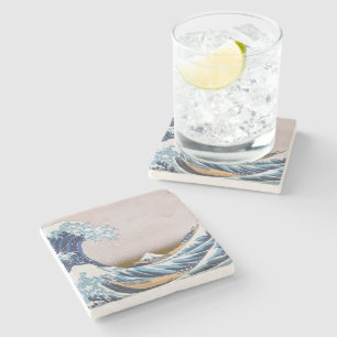 Tsunami Great Wave off Kanagawa Japan by Hokusai Stone Coaster
