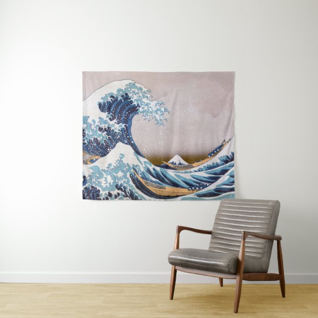 Tsunami Great Wave off Kanagawa Japan by Hokusai Tapestry (In Situ (Horizontal))