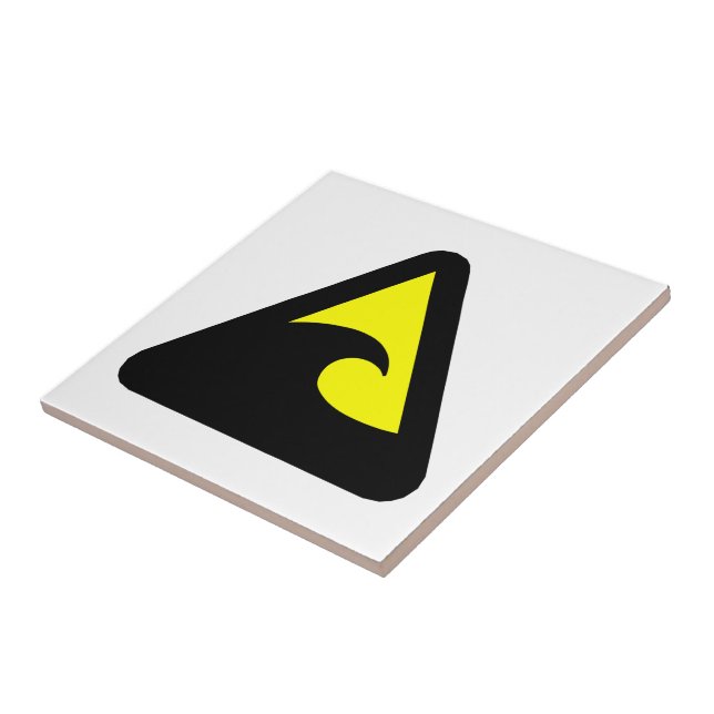Tsunami Hazard Sign Ceramic Tile (Side)
