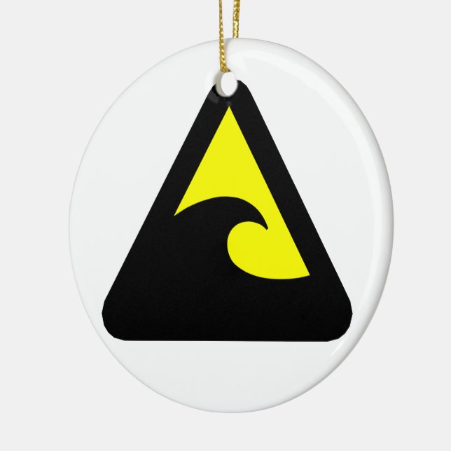 Tsunami Hazard Sign Ceramic Tree Decoration (Left)