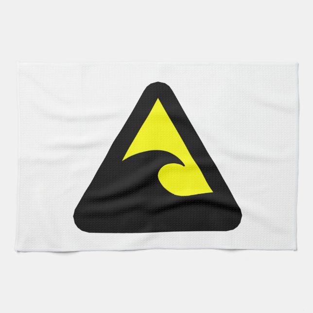 Tsunami Hazard Sign Tea Towel (Horizontal)