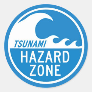 TSUNAMI HAZARD ZONE CLASSIC ROUND STICKER