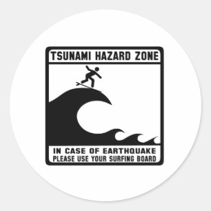 Tsunami Hazard Zone Classic Round Sticker